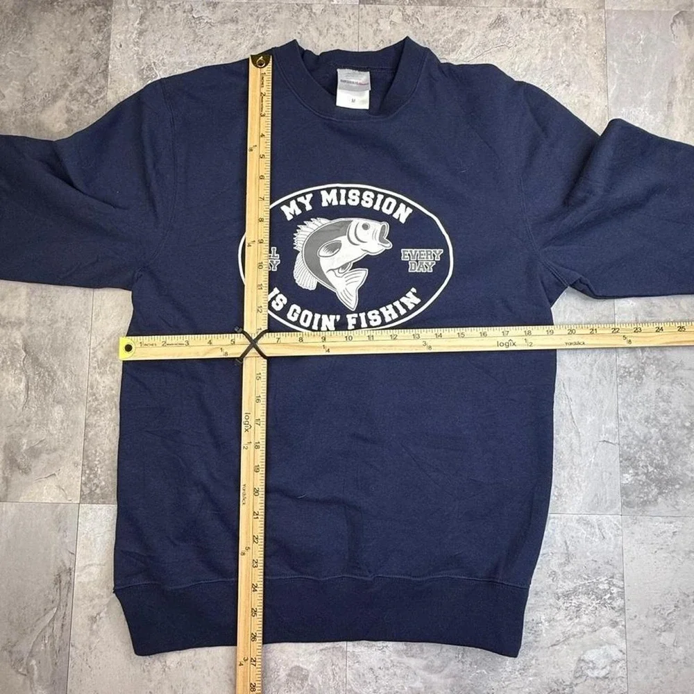 Funny 00s navy blue fishing crewneck medium - Picture 5 of 8